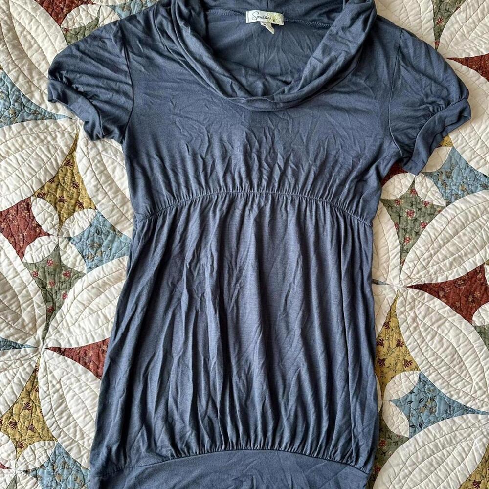 Vintage Y2K gray babydoll cowl neck top